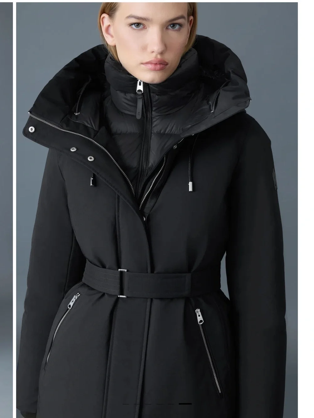 Mackage Jeni 2-in-1 Black Hooded Belted Winter Coat Parka